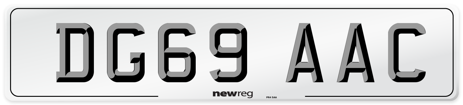 DG69 AAC Number Plate from New Reg